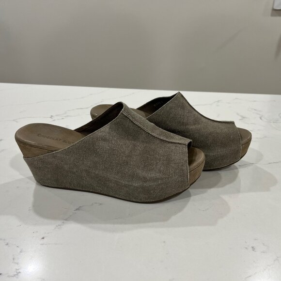 Chocolat Blu Shoes - Chocolat Blu Leader/Canvas Watts Slip On sandals Size 8 color dry kaki gree